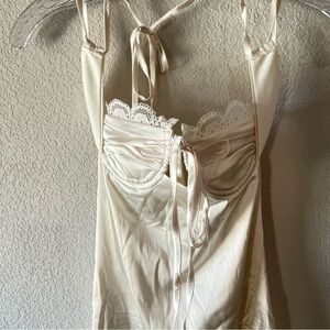 Fashion Nova Cream Satin Lace Chemise